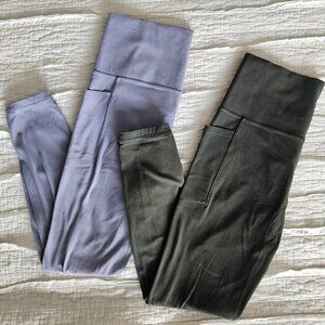 Athleta Salutation Stash 7/8 Tight with Pockets Small - Green/Purple Lot Of 2